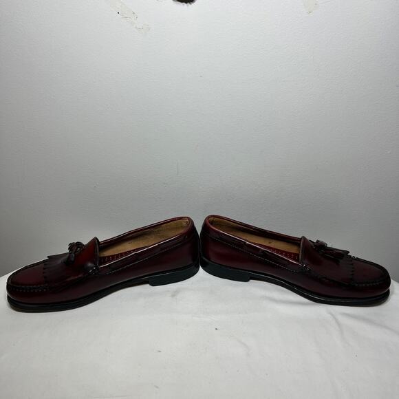 Bass Weejuns Loafers Men Shoes Burgundy Leather Tassel Preppy Office Casual 11D - Picture 2 of 9